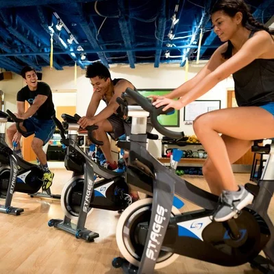 Members riding in the cycling studio